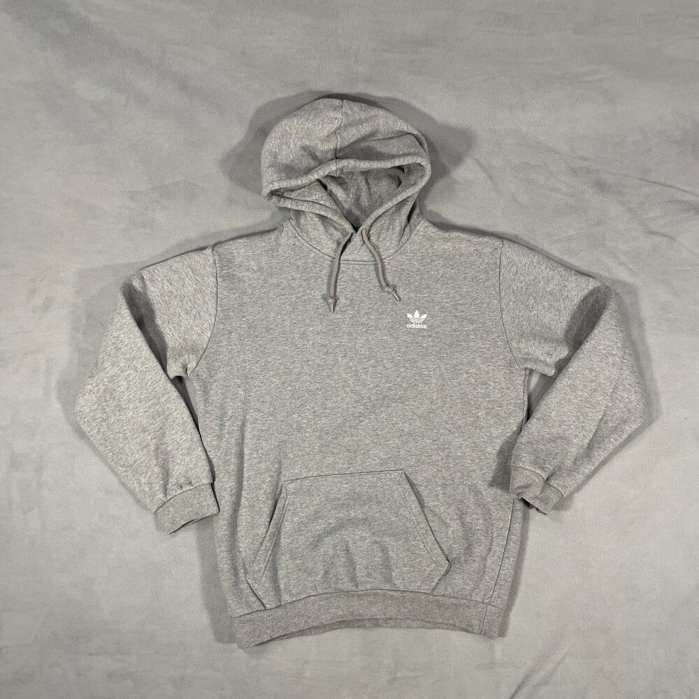 Adidas Originals Essential Hoodie Mens Size Medium Trefoil Grey Fleece Pullover